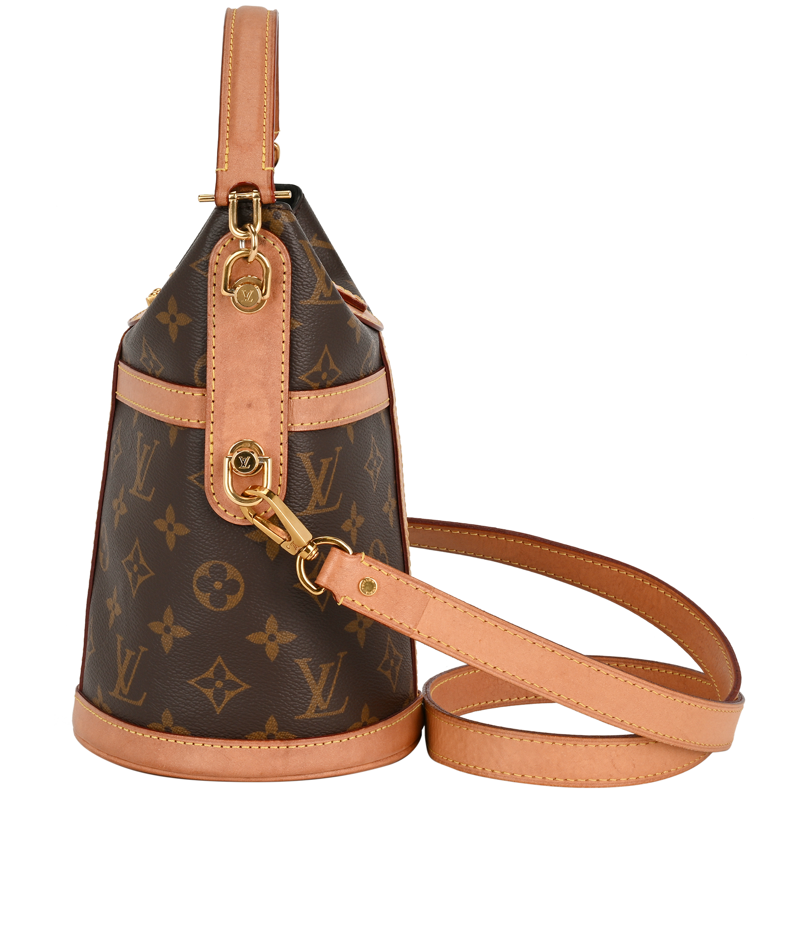 Duffle Bucket Bag, &pound;995, Handbags, Brown, Canvas, Bottom view